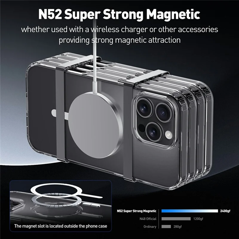 For iPhone 16 Pro Max Magnetic Case TPU + Acrylic Clear Phone Back Cover