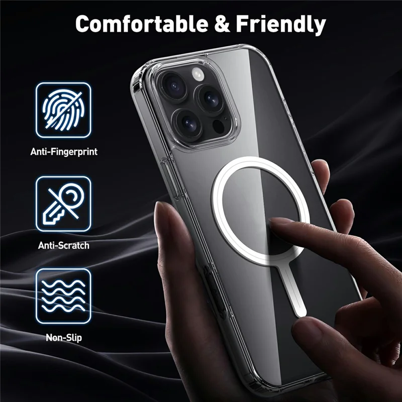 For iPhone 16 Pro Max Magnetic Case TPU + Acrylic Clear Phone Back Cover