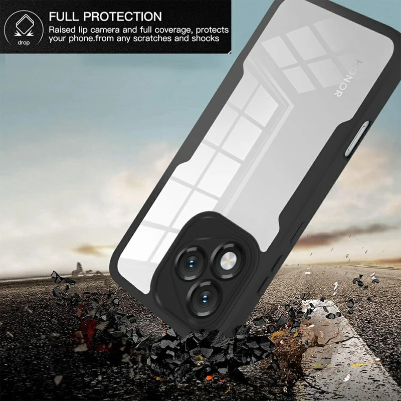 Чехол For Honor 400 Lite 5G Акриловый + TPU прозрачный чехол для телефона с защитной ПЭТ-пленкой - Черный