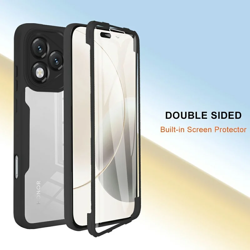 Чехол For Honor 400 Lite 5G Акриловый + TPU прозрачный чехол для телефона с защитной ПЭТ-пленкой - Черный