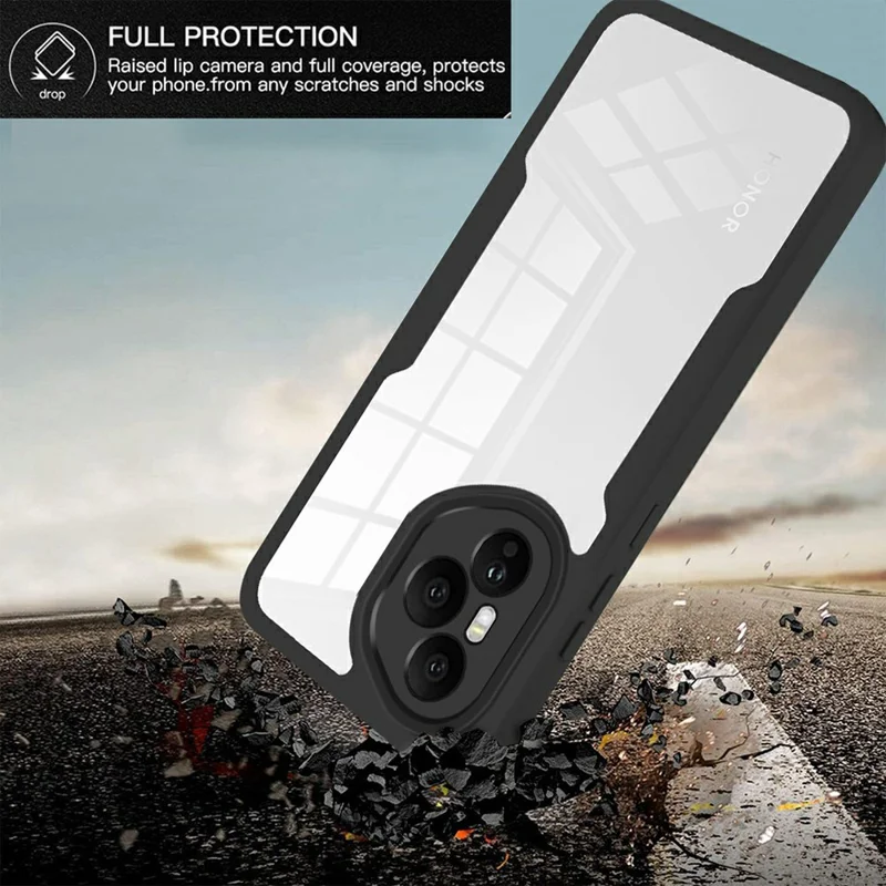 Étui For Honor 400 Pro 5G (Global) Acrylique + TPU Transparent avec Film Protecteur d'Écran PET - Noir
