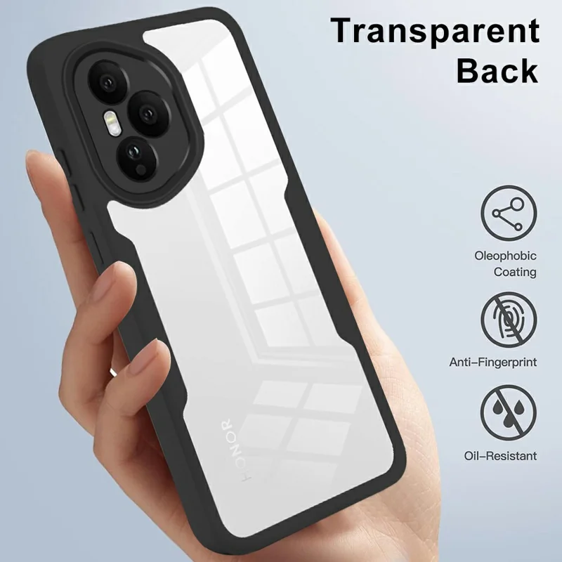 Étui For Honor 400 Pro 5G (Global) Acrylique + TPU Transparent avec Film Protecteur d'Écran PET - Noir