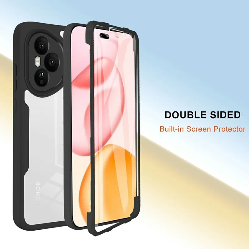 Étui For Honor 400 Pro 5G (Global) Acrylique + TPU Transparent avec Film Protecteur d'Écran PET - Noir