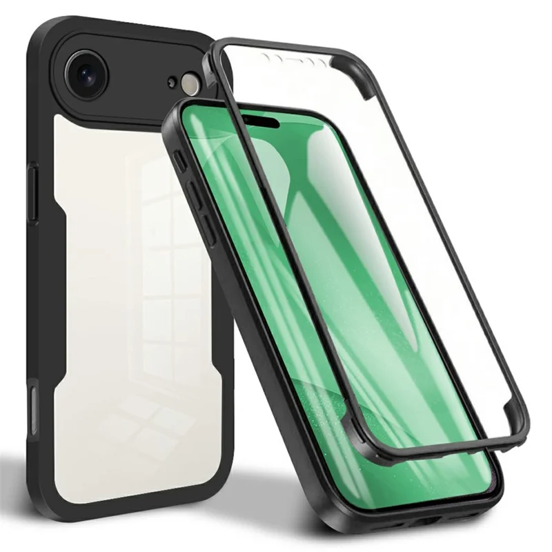 Чехол Air Case для iPhone 17 из акрила + TPU, прозрачный чехол для телефона с защитной ПЭТ-пленкой - Черный