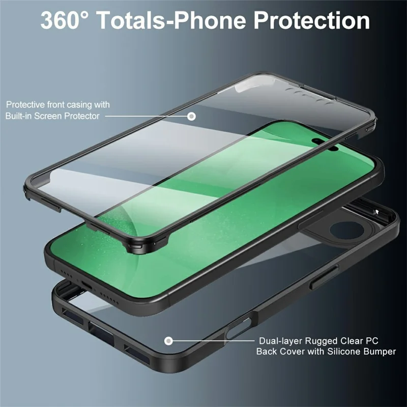 Чехол Air Case для iPhone 17 из акрила + TPU, прозрачный чехол для телефона с защитной ПЭТ-пленкой - Черный