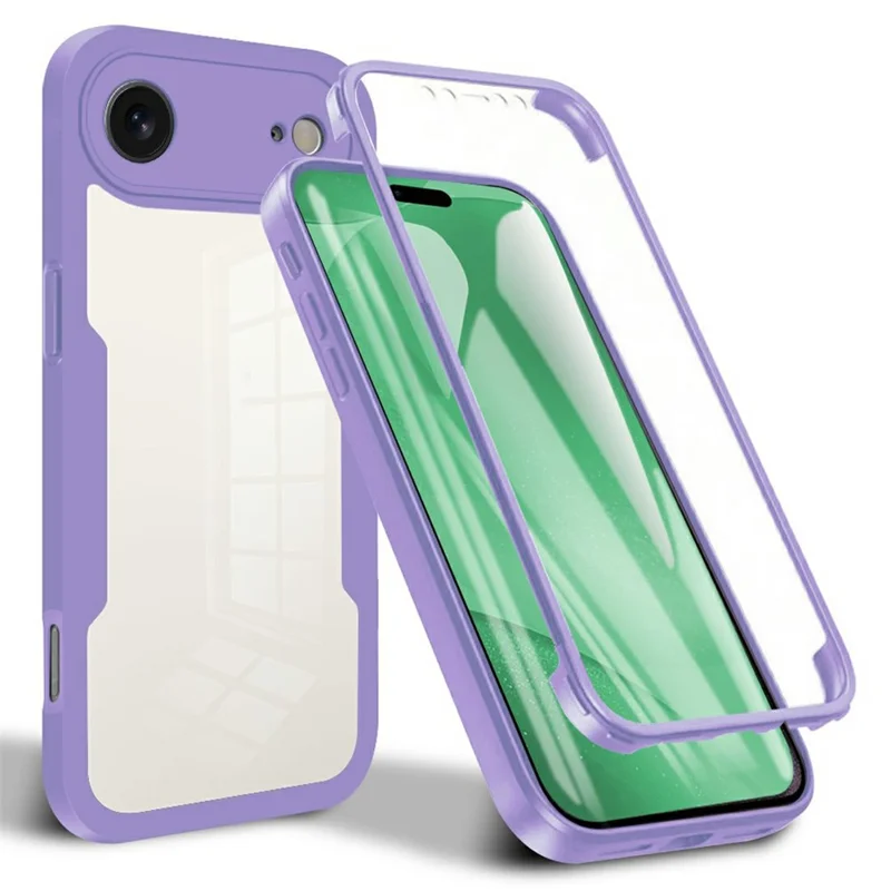 For iPhone Air Case Acrylic + TPU Clear Phone Cover with PET Screen Film - Purple