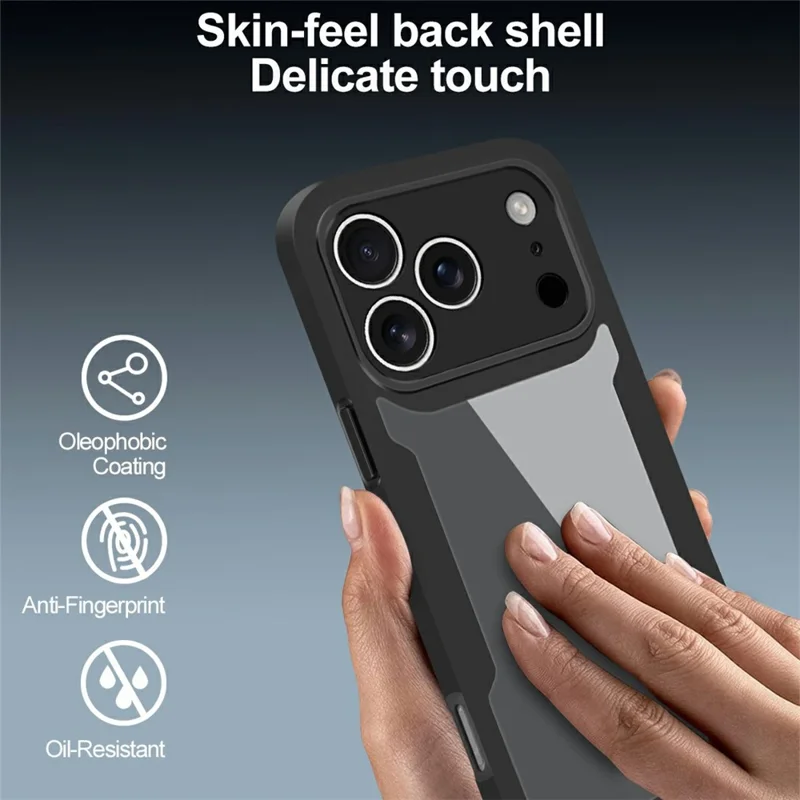 For iPhone 17 Pro Case Acrylic + TPU Clear Phone Cover with PET Screen Film - Pink