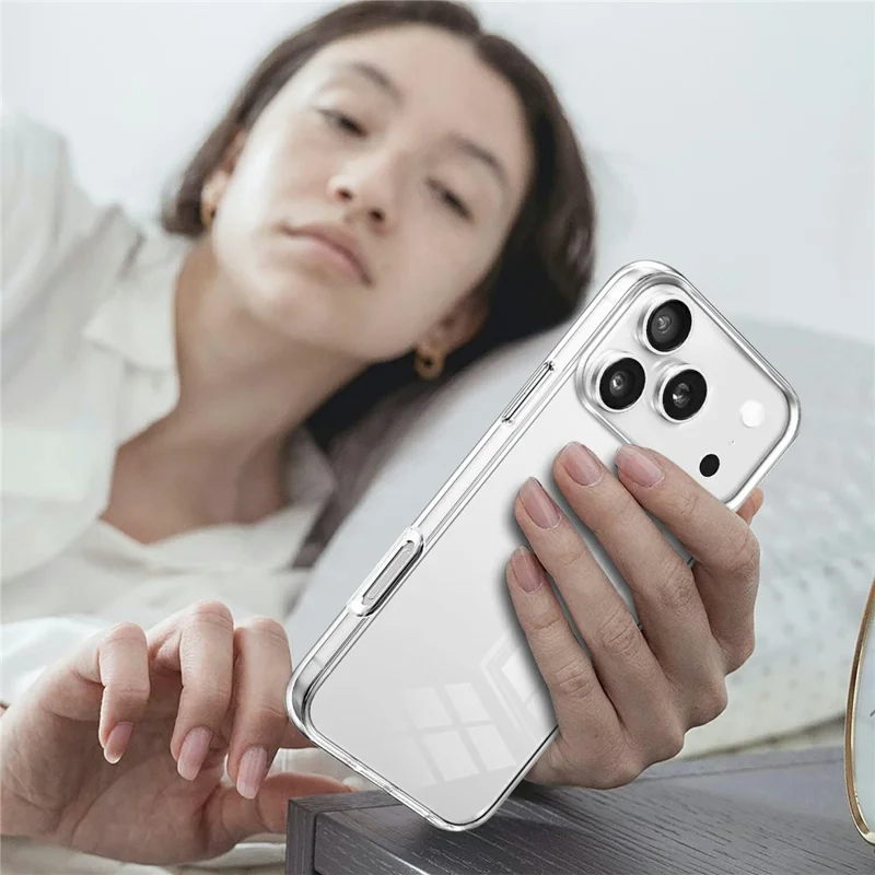 Funda para iPhone 17 Pro con Marco de TPU, Parte Trasera Transparente de Acrílico y Cubierta Protectora con Película de PET