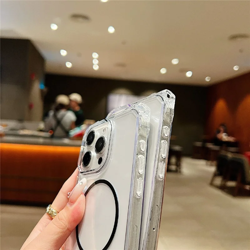 For iPhone 14 Pro Max Magnetic Case Drop-Proof TPU + PC Phone Back Cover - Orange
