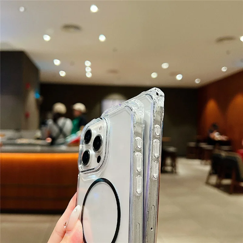 For iPhone 16 Pro Max Magnetic Case with Lanyard Drop-Proof TPU + PC Phone Back Cover - Black