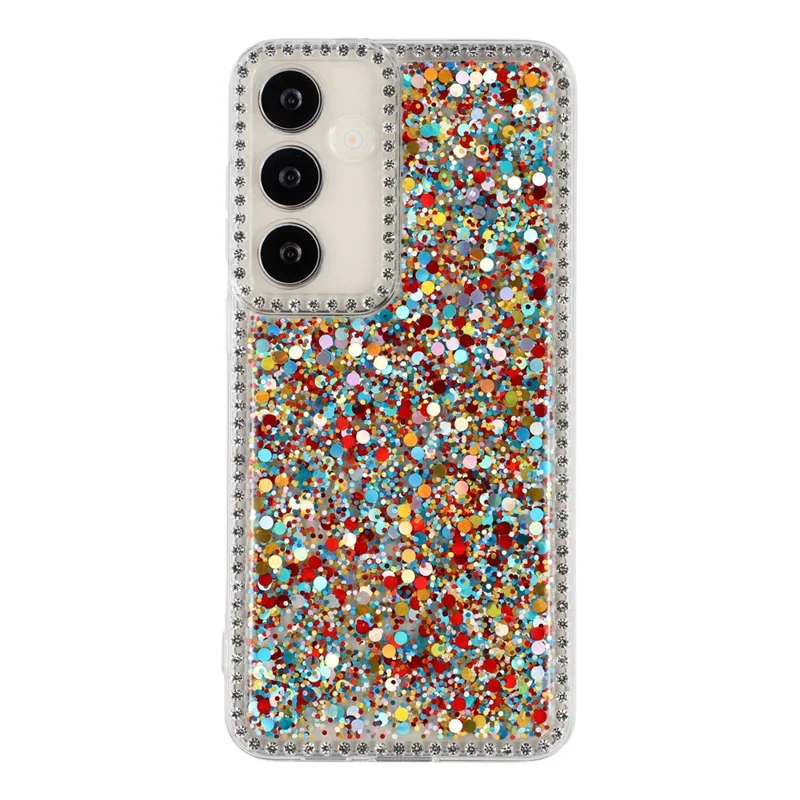 Funda para Samsung Galaxy S24+ con borde de diamantes, brillo y cubierta de teléfono de TPU con resina - Colorida