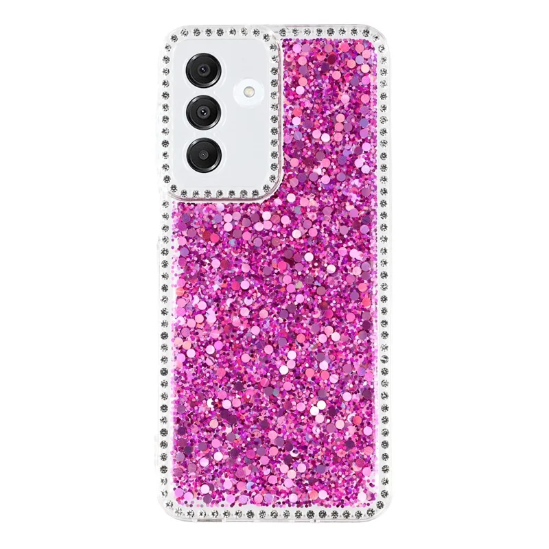 Cover per Samsung Galaxy A17 5G con Bordo di Strass Glitter Epossidico TPU - Viola