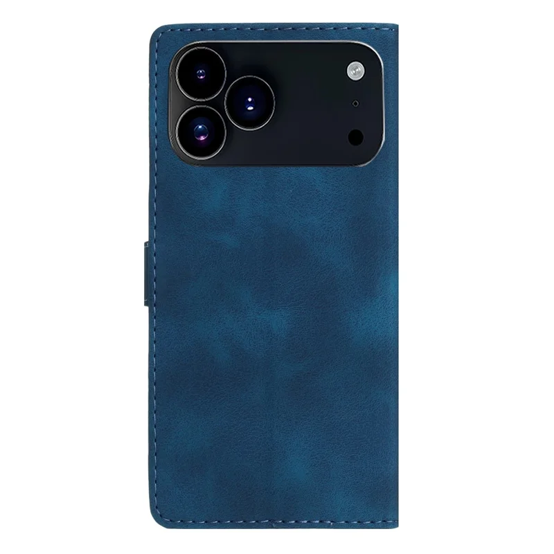 Für iPhone 17 Pro Hülle Leder Geprägtes Blumen Handyhülle Geldbörse mit Handschlaufe - Blau