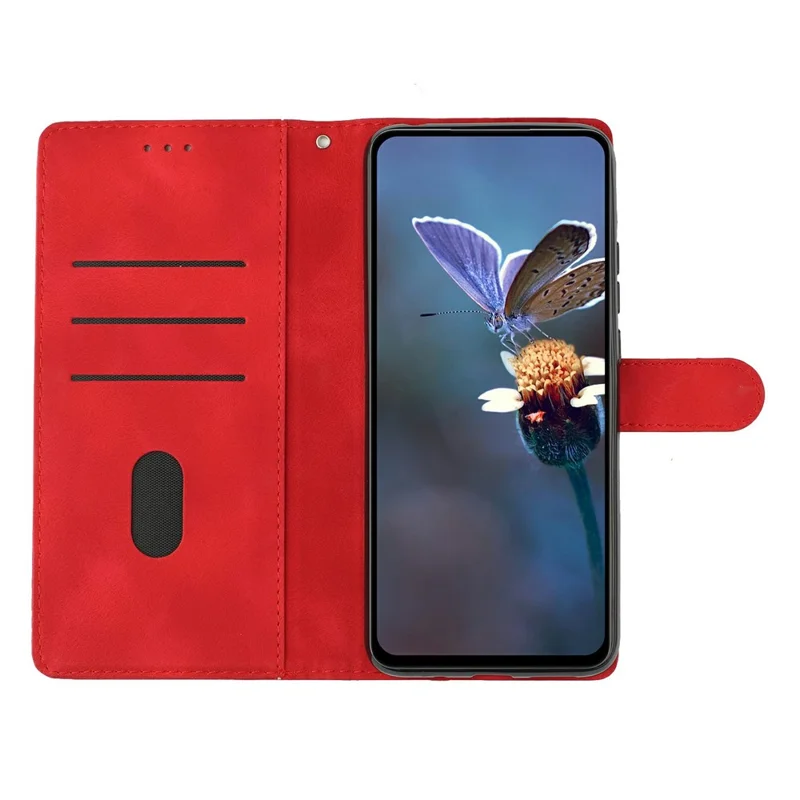 For iPhone 17 Pro Case Butterfly Flower Pattern Skin-Touch Leather Phone Cover - Red