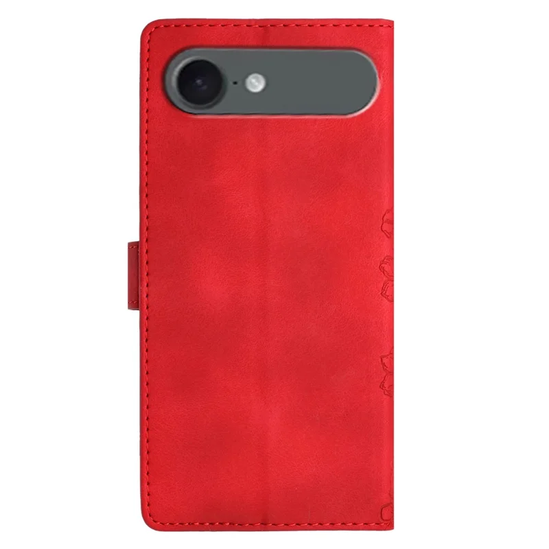 Cover per iPhone 17 con Custodia a Farfalle e Fiori in Pelle Effetto Soft Touch - Rosso
