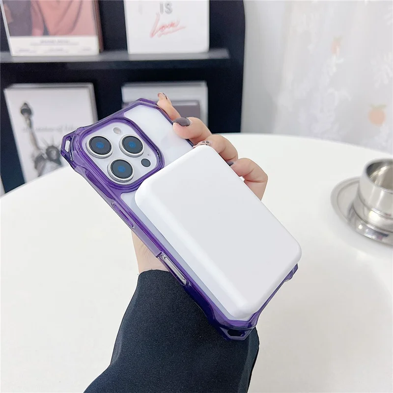 For iPhone 15 Pro Max Magnetic Case Ring Kickstand TPU + PC Phone Cover - Transparent