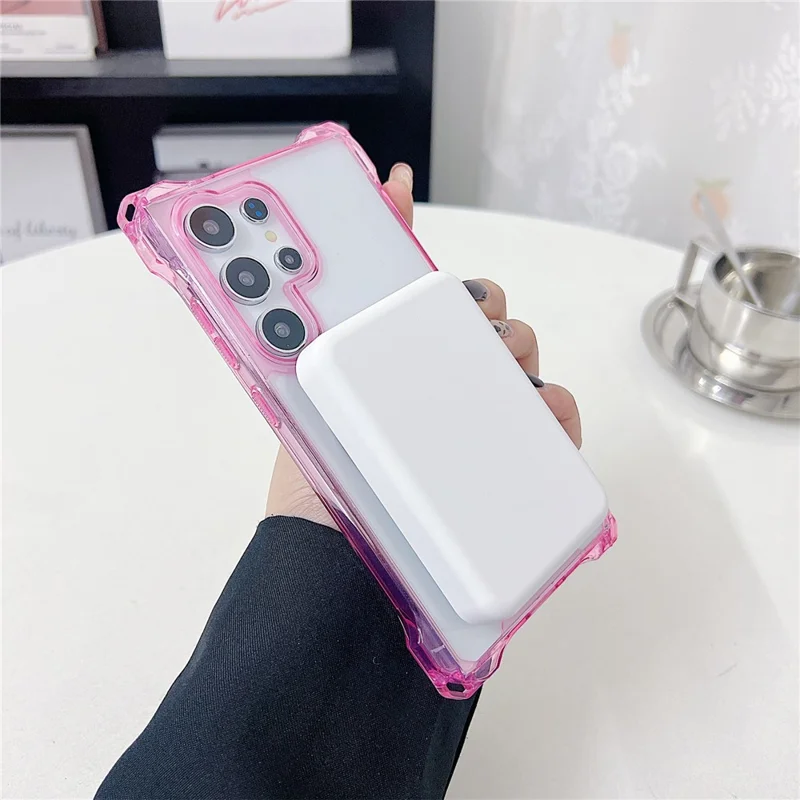 For Samsung Galaxy S25 Ultra Magnetic Case Ring Kickstand TPU + PC Phone Cover - Pink