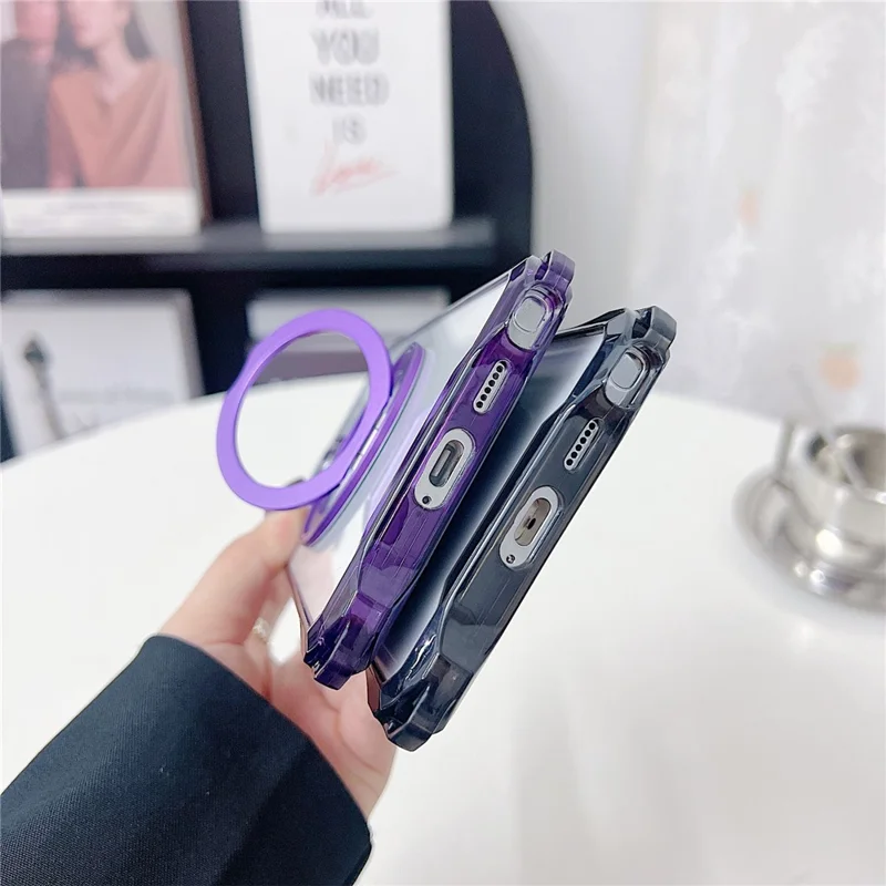 For Samsung Galaxy S25 Ultra Magnetic Case Ring Kickstand TPU + PC Phone Cover - Blue