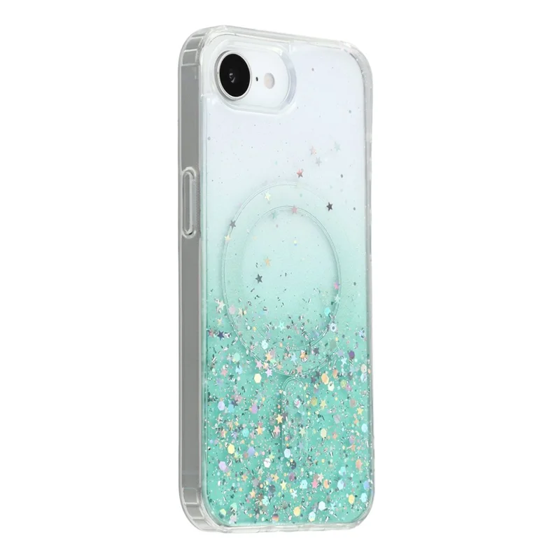 Für iPhone 16e Hülle kompatibel mit MagSafe Glitzer Epoxid-TPU + Acryl-Handyhülle - Grün