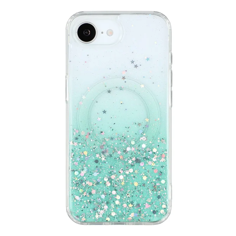 Für iPhone 16e Hülle kompatibel mit MagSafe Glitzer Epoxid-TPU + Acryl-Handyhülle - Grün
