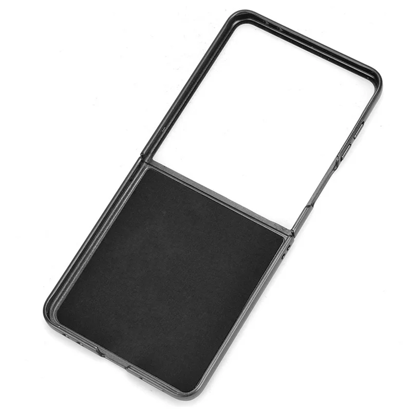 For Samsung Galaxy Z Flip7 5G Case Stitching Line PU Leather Coated PC Phone Cover - Black