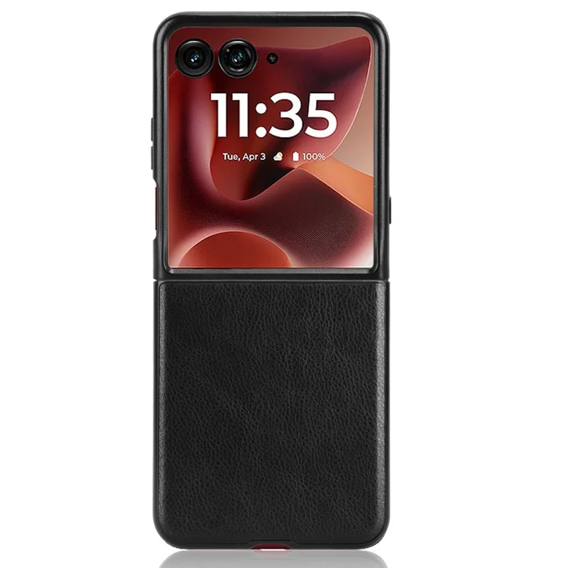 For Motorola Razr 60 Ultra 5G Case Litchi Texture PU Leather + PC Phone Cover - Black