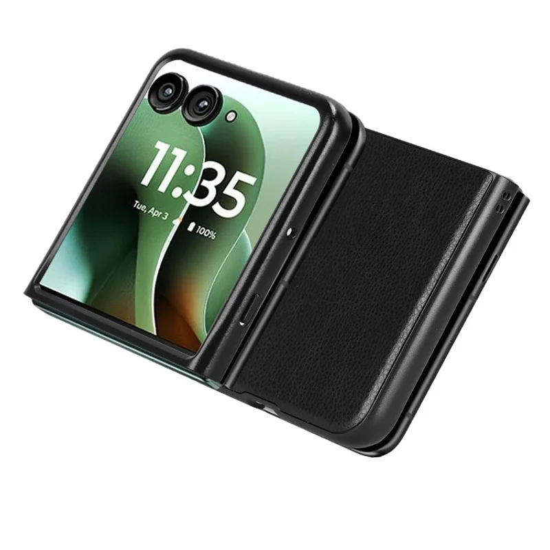 For Motorola Razr 60 Ultra 5G Case Litchi Texture PU Leather + PC Phone Cover - Black