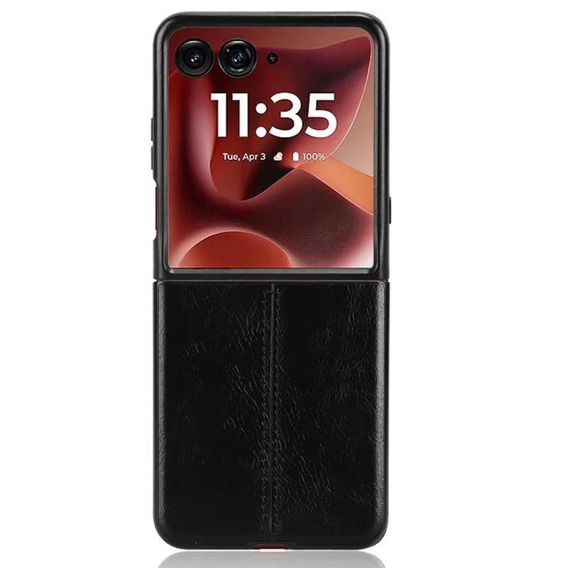 Per Motorola Razr 60 Ultra 5G Custodia Linea di cucitura Rivestimento in pelle PU Custodia per telefono in PC - Nero