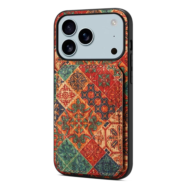 Per iPhone 17 Pro Cover con Porta Carte Supporto Fiori Design Custodia Telefonica in Pelle - Inverno / Blu