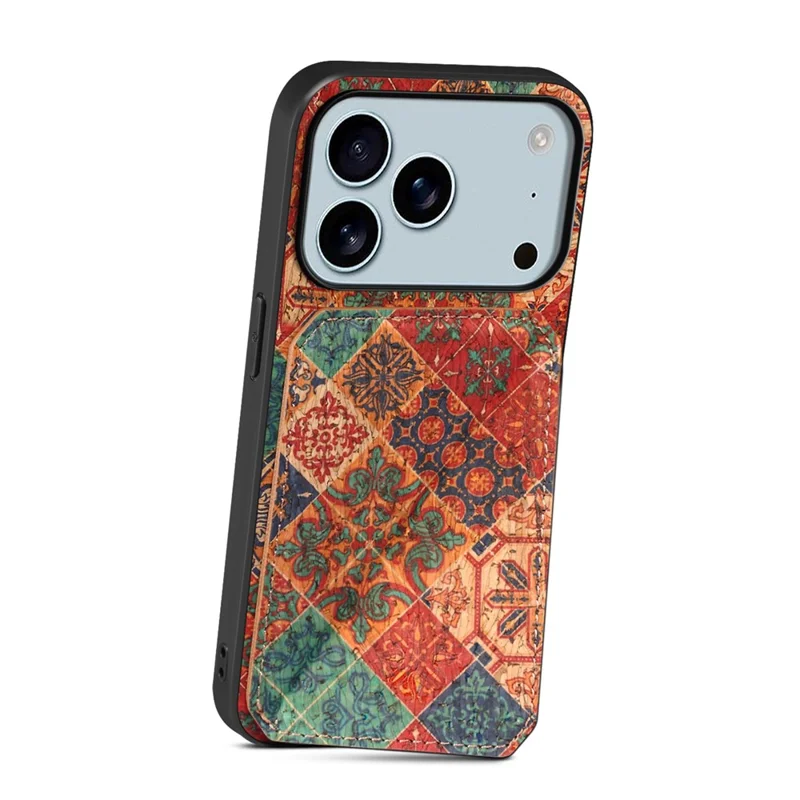 Per iPhone 17 Pro Cover con Porta Carte Supporto Fiori Design Custodia Telefonica in Pelle - Inverno / Blu