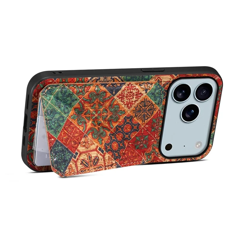 Per iPhone 17 Pro Cover con Porta Carte Supporto Fiori Design Custodia Telefonica in Pelle - Inverno / Blu