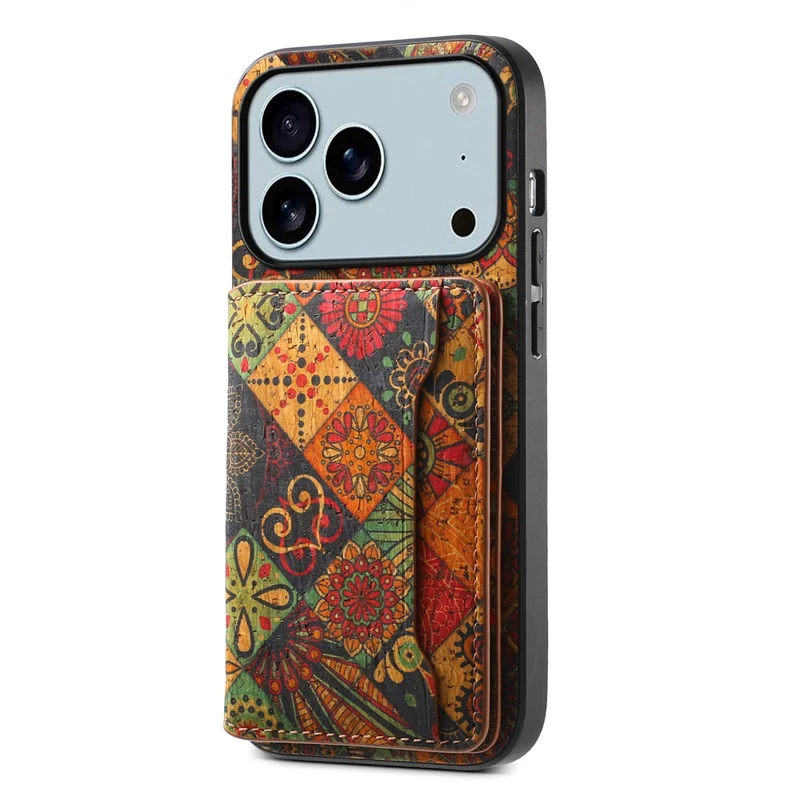 Étui pour iPhone 17 Pro Max Motif Floral en Cuir + PC + TPU avec Porte-Carte et Support - Automne / Jaune
