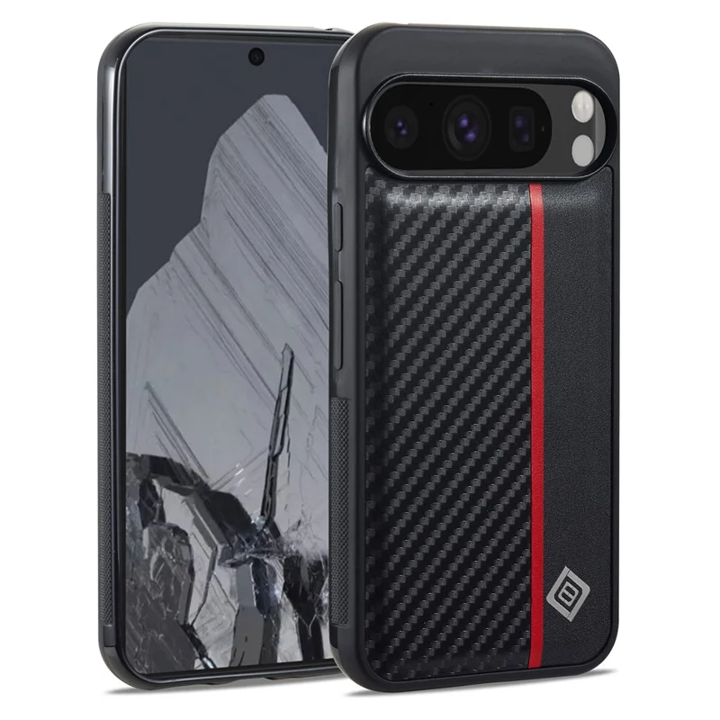 LC.IMEEKE Pour Étui Google Pixel 10 / Pixel 10 Pro Texture Fibre de Carbone Cuir + TPU + EVA Coque de Téléphone