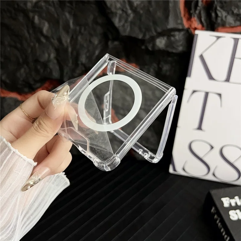 For Samsung Galaxy Z Flip7 5G Case Clear Acrylic Back Phone Cover Compatible with MagSafe