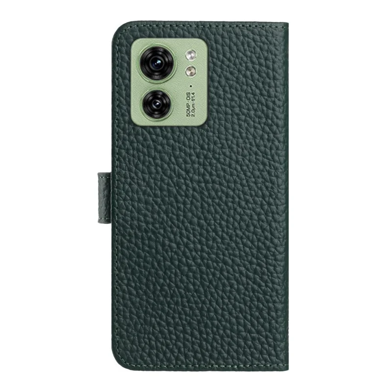 Étui portefeuille pour Motorola Edge 40 5G Support de stand Texture de cuir de vache véritable Housse de téléphone rabattable - Vert