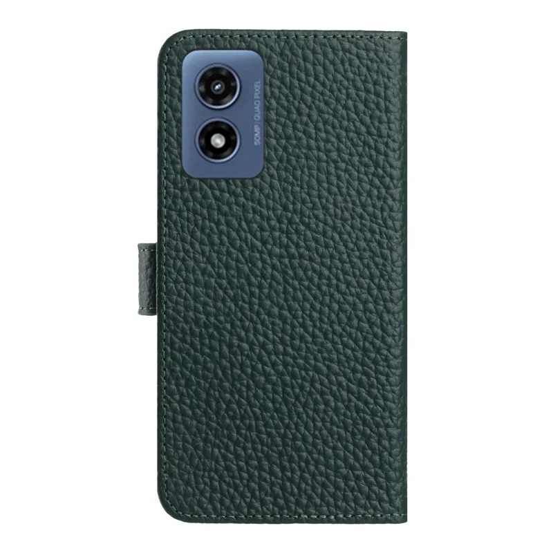 Capa Carteira para Motorola Moto G Play (2024) 4G com Suporte, Textura de Couro de Vaca Legítimo, Flip - Verde