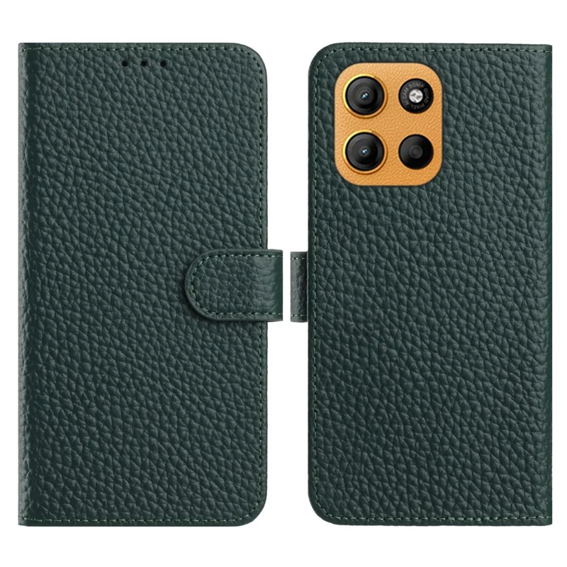 For Motorola Edge 60 Stylus 5G  /  Moto G Stylus 5G (2025) Case Wallet Stand Litchi Texture Genuine Cow Leather Flip Phone Cover - Green