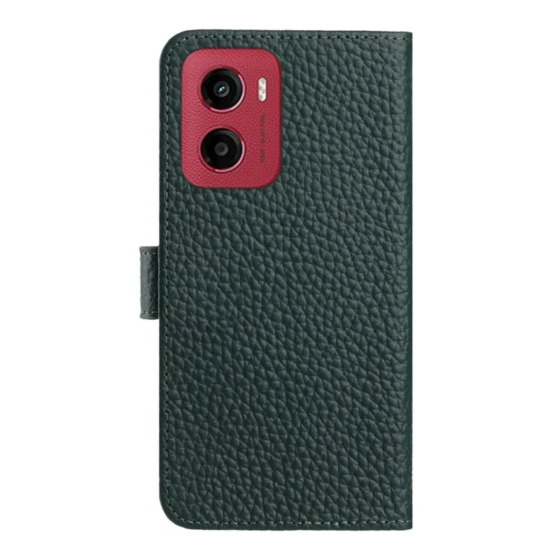 Per Motorola Moto E15 4G / G05 4G Custodia Portafoglio Stand Texture Litchi Vera Pelle di Mucca Flip Cover Telefonica - Verde