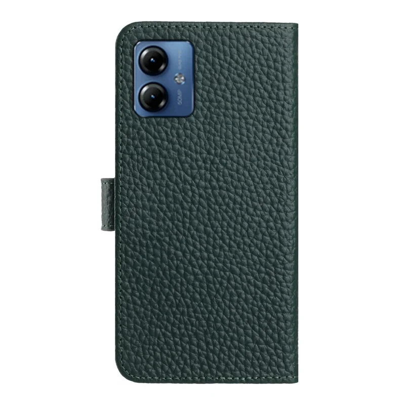 Capa de Celular Flip Carteira para Motorola Moto G64y 5G / G54 5G / G14 4G com Suporte e Textura Estilo Couro de Vaca Legítimo - Verde