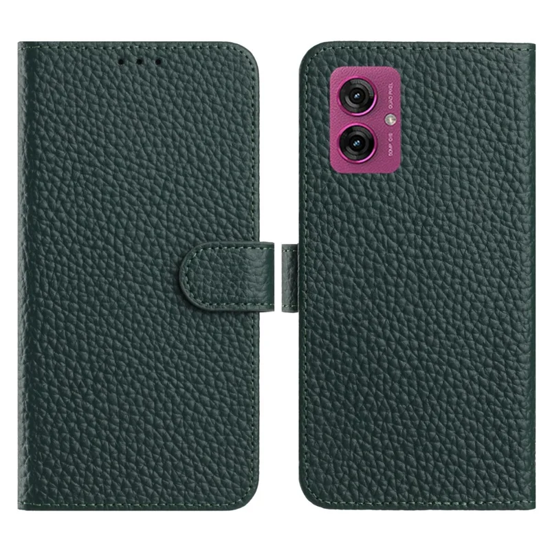 Pour Motorola Moto G55 5G Étui Portefeuille Support Texture de Cuir de Vache Véritable Rabattable - Vert