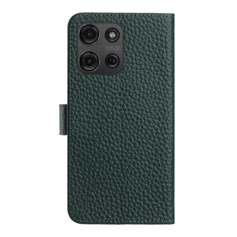 Чехол для Motorola Moto G75 5G с кошельком и подставкой, из натуральной воловьей кожи с текстурой личи, флип-чехол для телефона - Зеленый