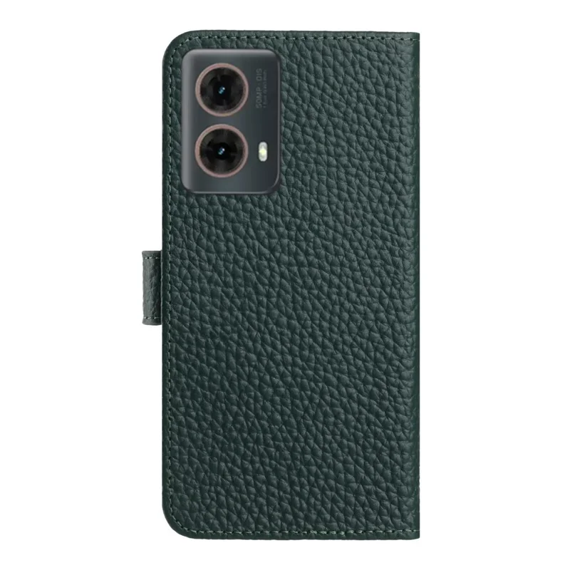 For Motorola Moto G85 5G Case Wallet Stand Litchi Texture Genuine Cow Leather Flip Phone Cover - Green