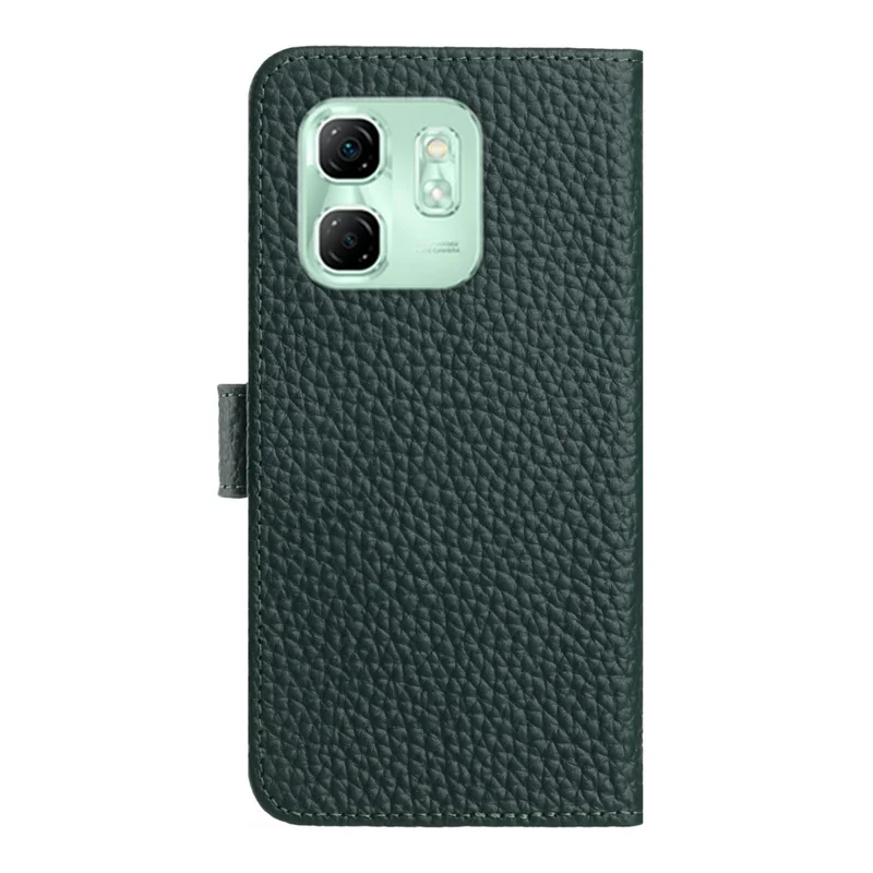 Flip Phone Case For Infinix Hot 50i 4G X6531  /  Smart 9 HD 4G  /  Smart 9 4G Wallet Stand Litchi Texture Genuine Cow Leather Cover - Green