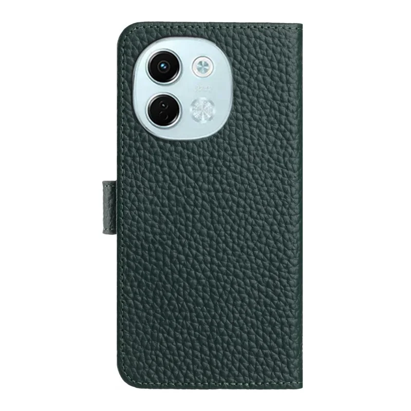 For TECNO Spark 30 5G  /  Pova 6 Neo 5G Case Wallet Stand Litchi Texture Genuine Cow Leather Flip Phone Cover - Green
