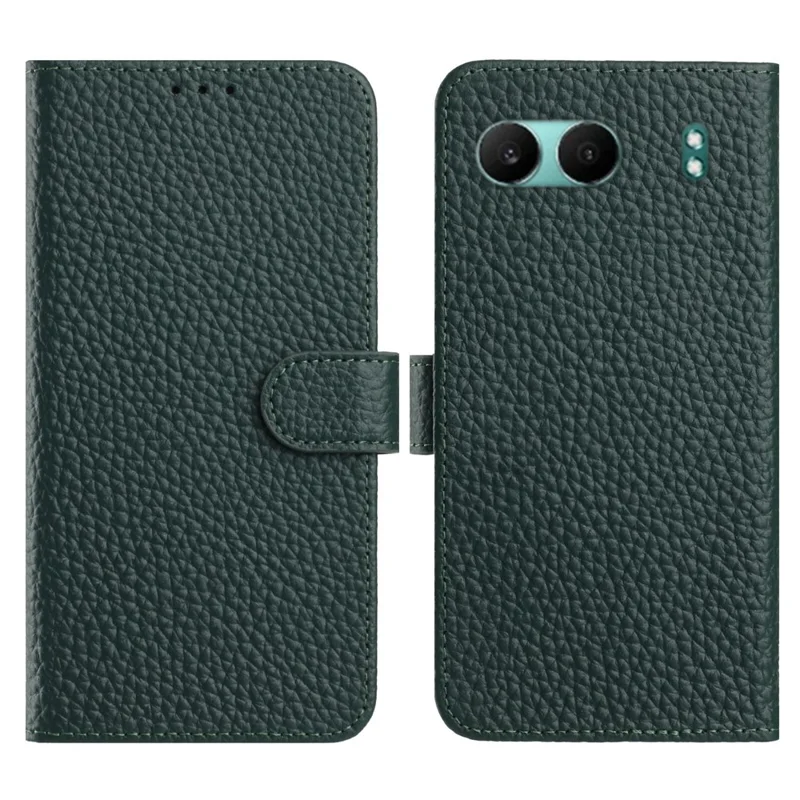 Capa Carteira para OnePlus Nord 4 com Suporte, Textura Estilo Couro de Vaca, Flip Cover de Couro Genuíno - Verde