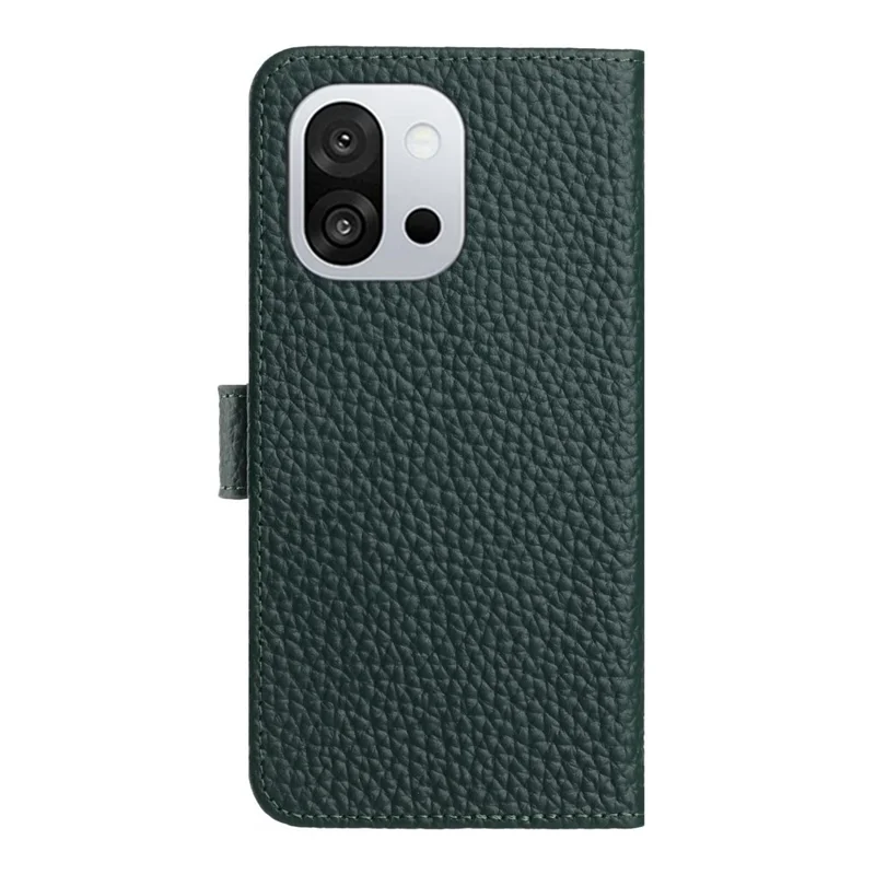 For OnePlus 13T 5G Case Wallet Stand Litchi Texture Genuine Cow Leather Flip Phone Cover - Green