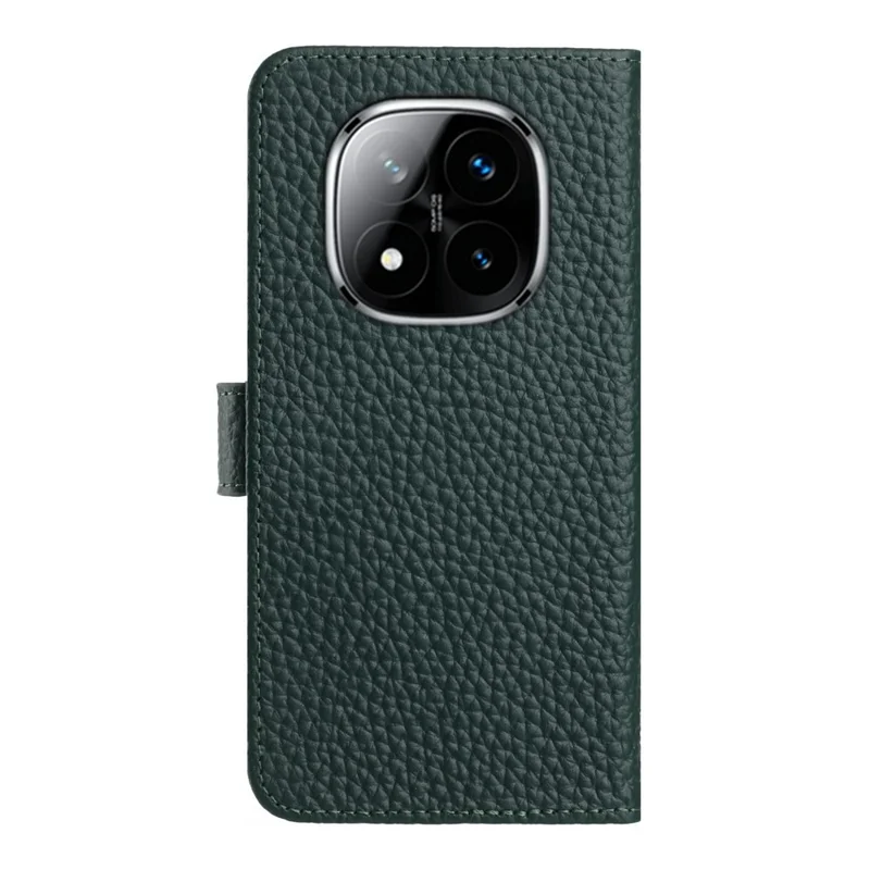 Funda de Teléfono Tipo Flip para Xiaomi Redmi Note 14 Pro 5G / Note 14 Pro+ 5G / Poco X7 5G con Soporte Tipo Cartera, Textura de Cuero de Vaca Auténtico - Verde