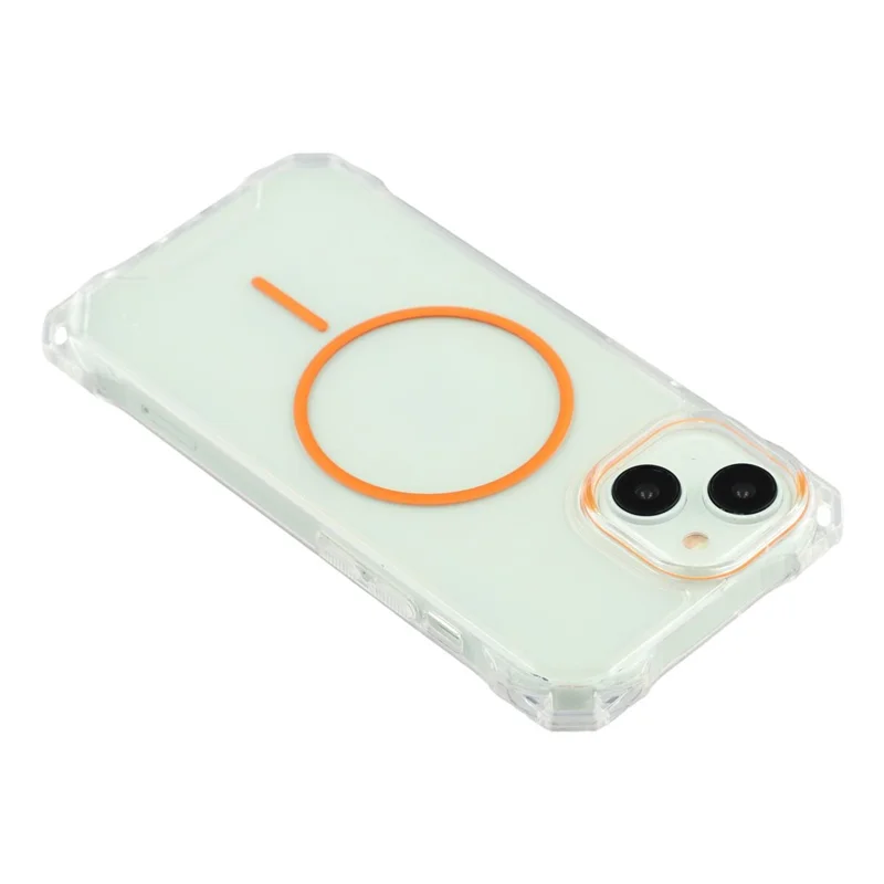 For iPhone 14 Magnetic Case Drop-Proof TPU + PC Phone Back Cover - Orange