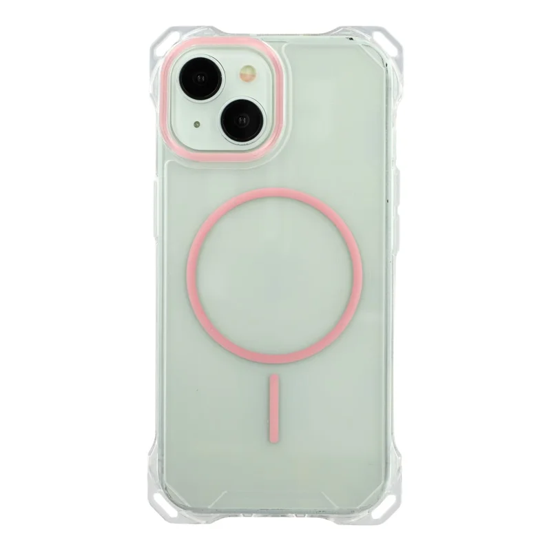 For iPhone 14 Magnetic Case Drop-Proof TPU + PC Phone Back Cover - Pink