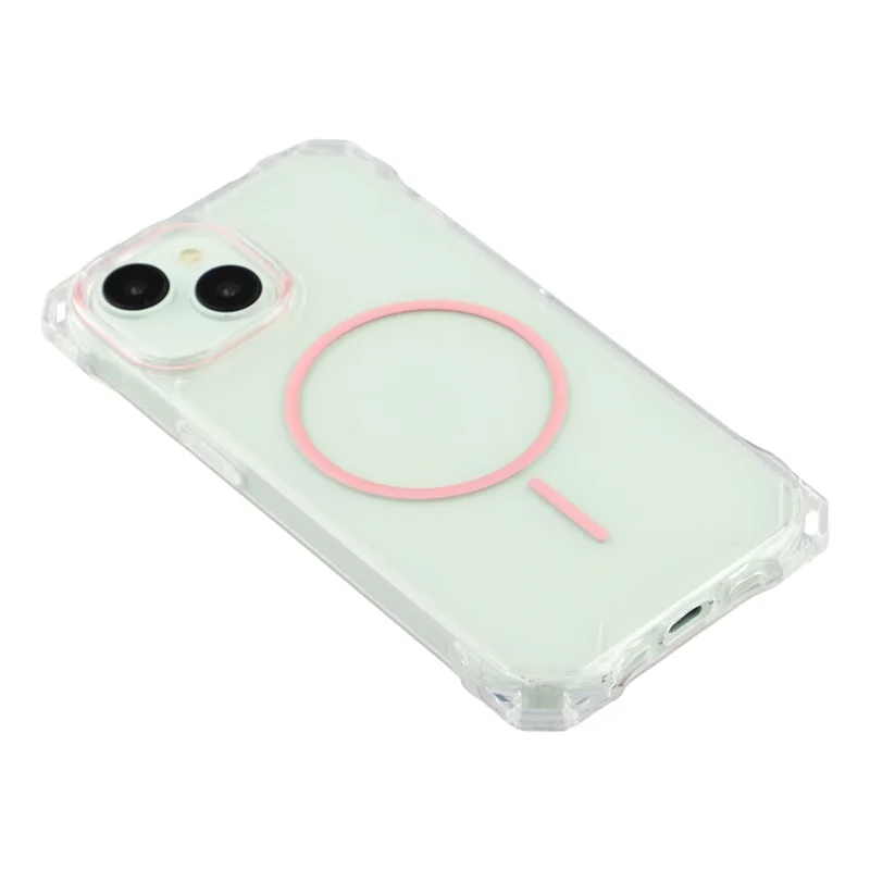 For iPhone 14 Magnetic Case Drop-Proof TPU + PC Phone Back Cover - Pink